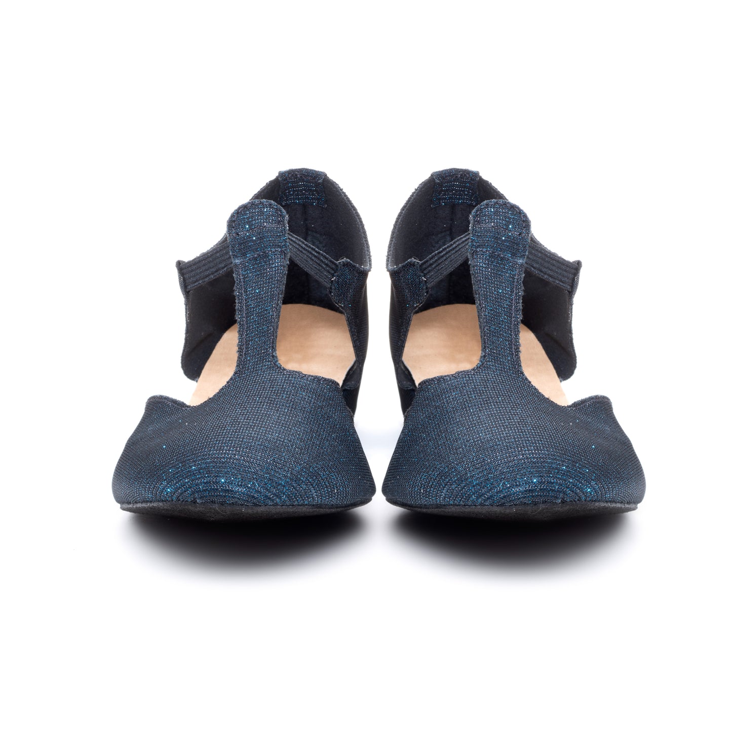 Black/Navy Glitter Greek Dance Sandals Teaching Shoes Low Heel