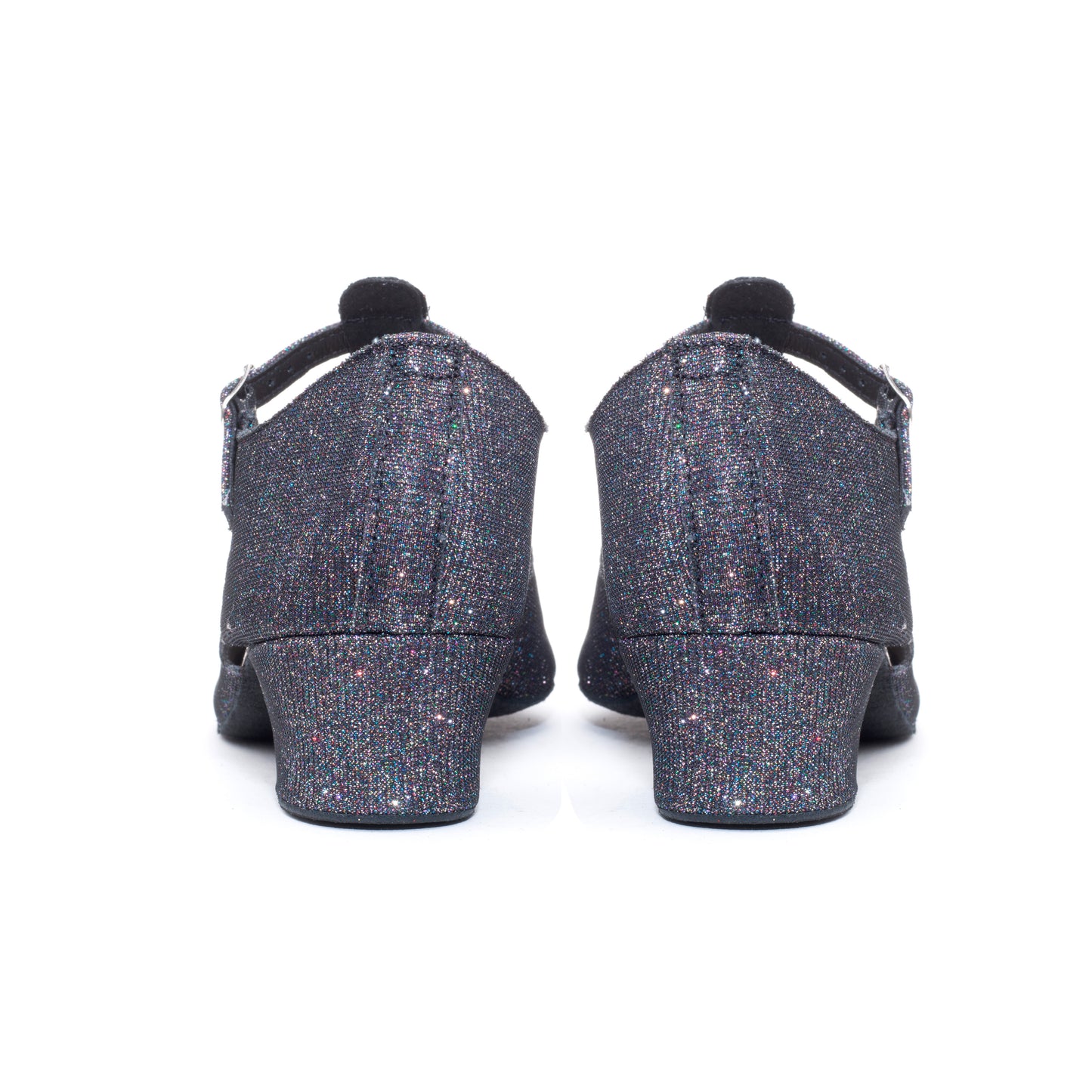 Black Multi Glitter Greek Dance Sandals Teaching Shoes Cuban Heel