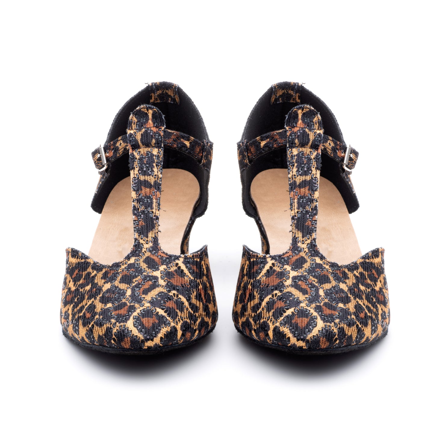 Black Panther Greek Dance Sandals Teaching Shoes Cuban Heel
