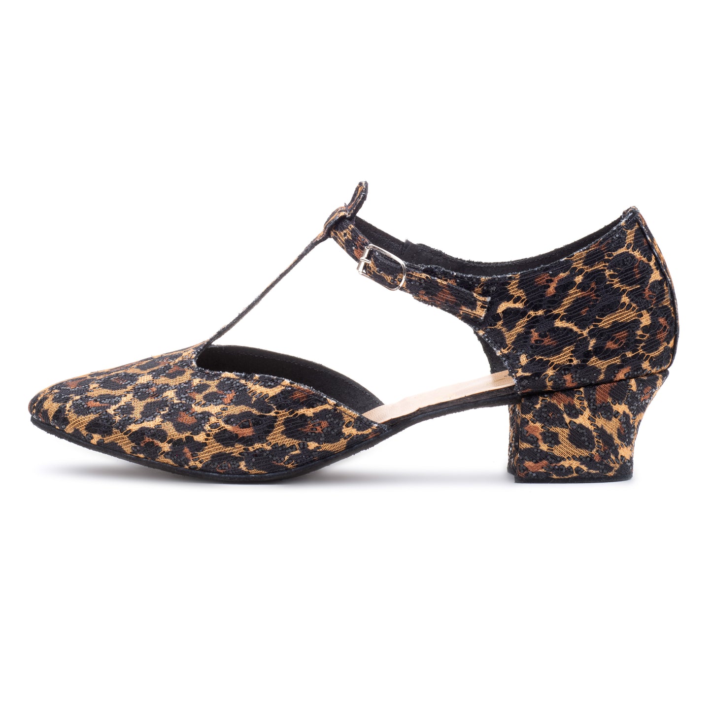 Black Panther Greek Dance Sandals Teaching Shoes Cuban Heel
