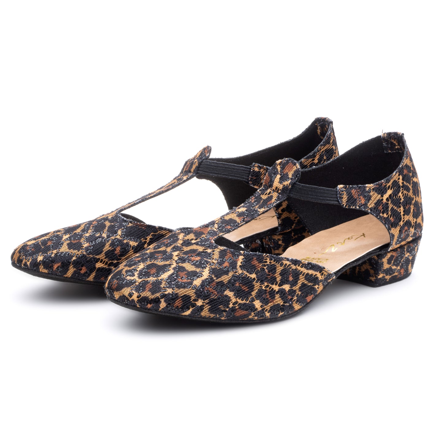 Black Panther Glitter Greek Dance Sandals Teaching Shoes Low Heel