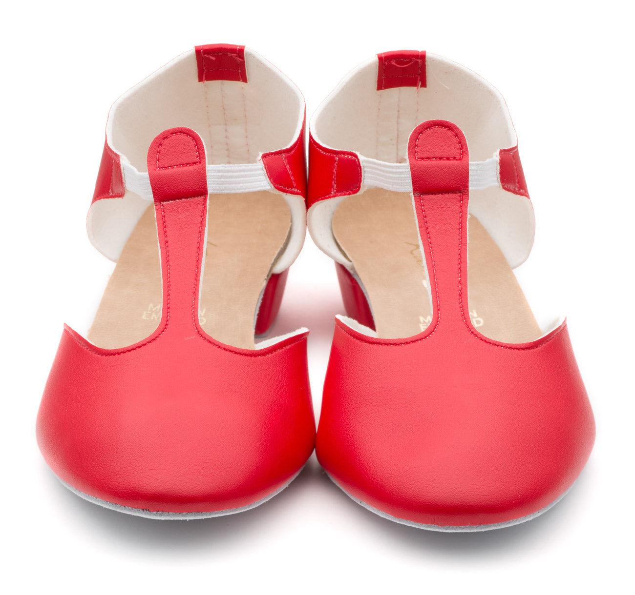 Red PU Greek Dance Sandals Teaching Shoes Low Heel