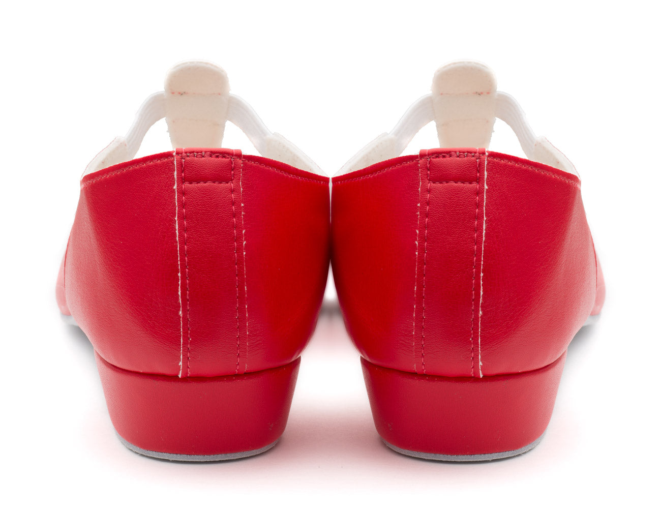 Red PU Greek Dance Sandals Teaching Shoes Low Heel