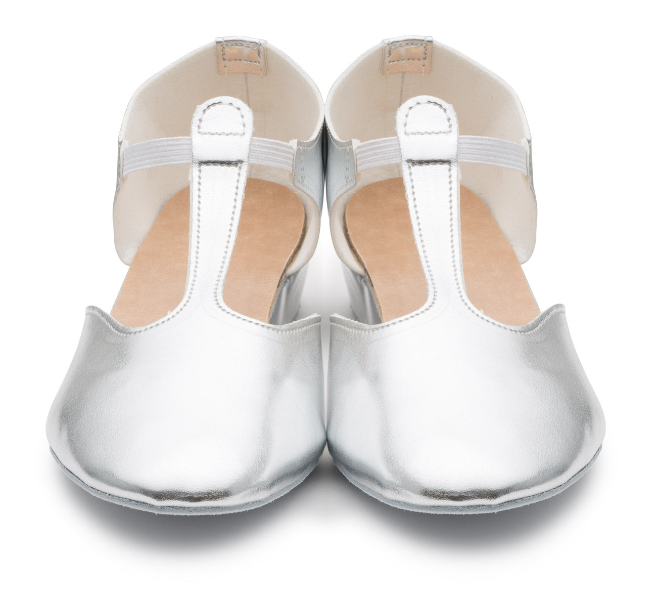 Silver Metallic PU Greek Dance Sandals Teaching Shoes Low Heel