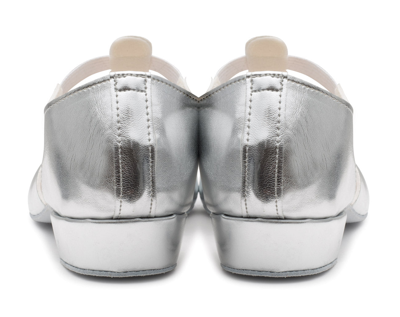 Silver Metallic PU Greek Dance Sandals Teaching Shoes Low Heel