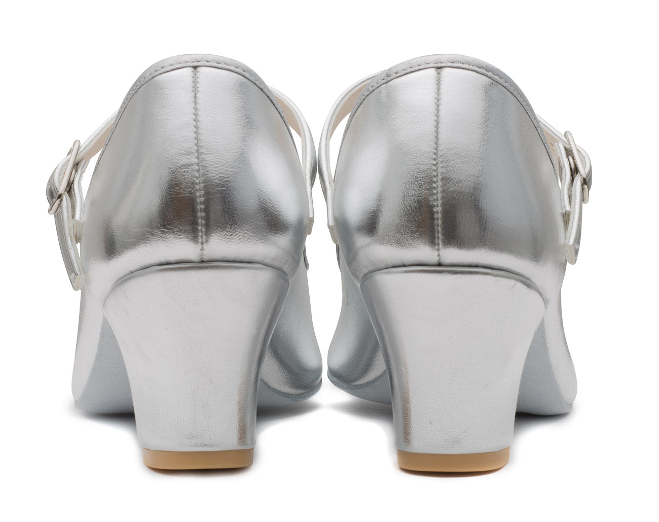 Silver Metallic PU Suede Sole Showtime Stage Dance Shoes 2 Inch Heel