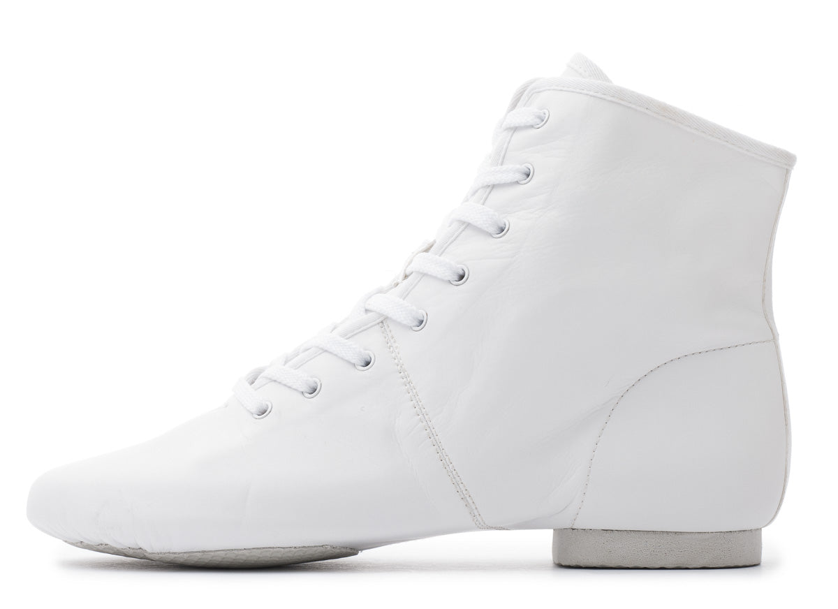White PU Lace Up Rubber Split Sole Jazz Boot Dance Practice Shoes