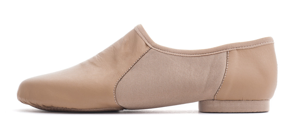 Tan Nude PU Pull On Rubber Or Suede Split Sole Jazz Dance Practice Shoes