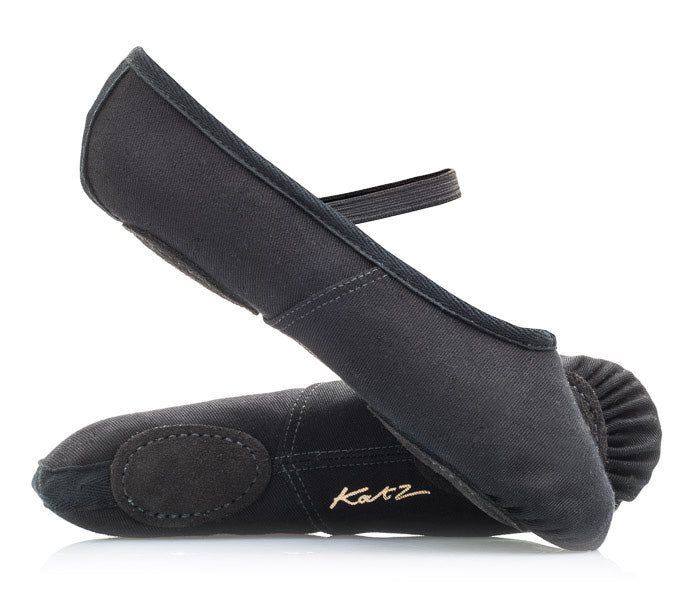 Black Canvas Split Sole Ballet Shoes