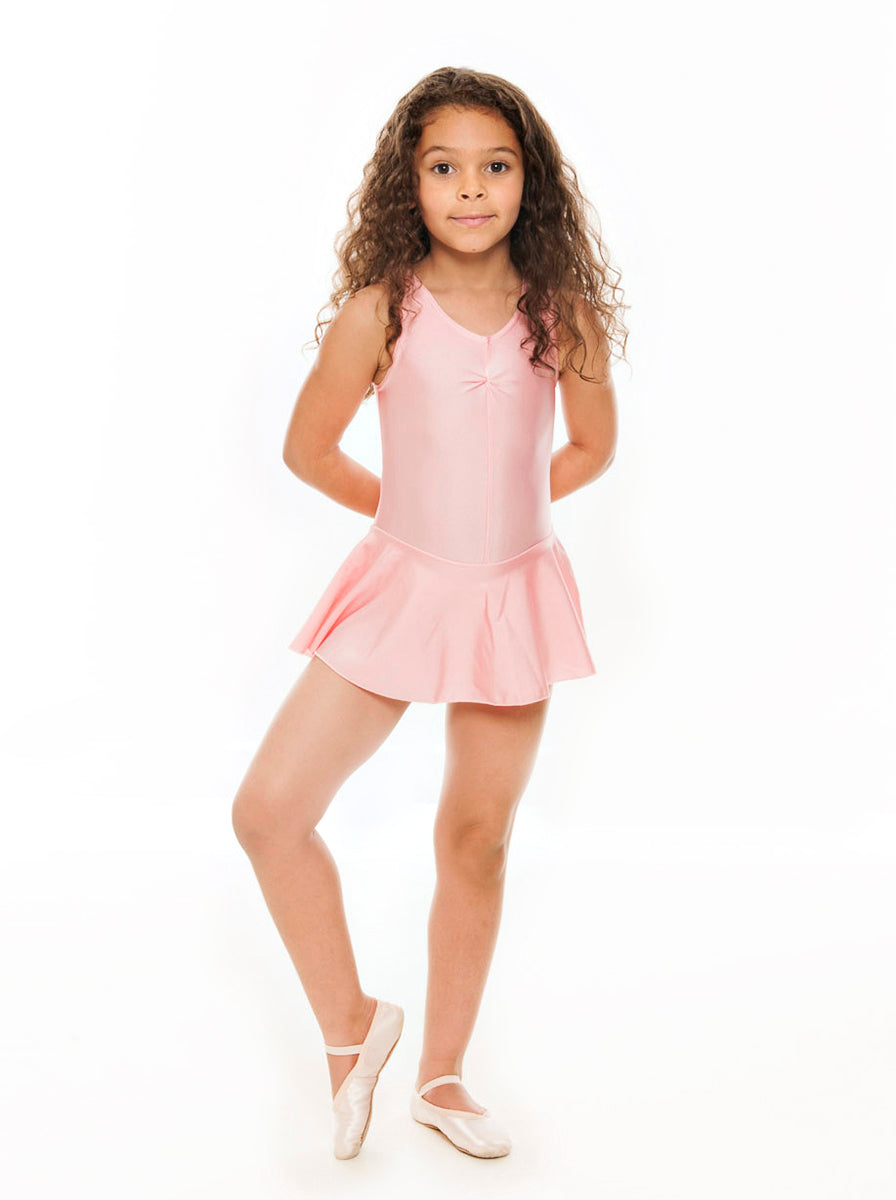 KDR005 Women's All Colours Nylon Lycra Sleeveless Ruched Leotard & Attached Skirt