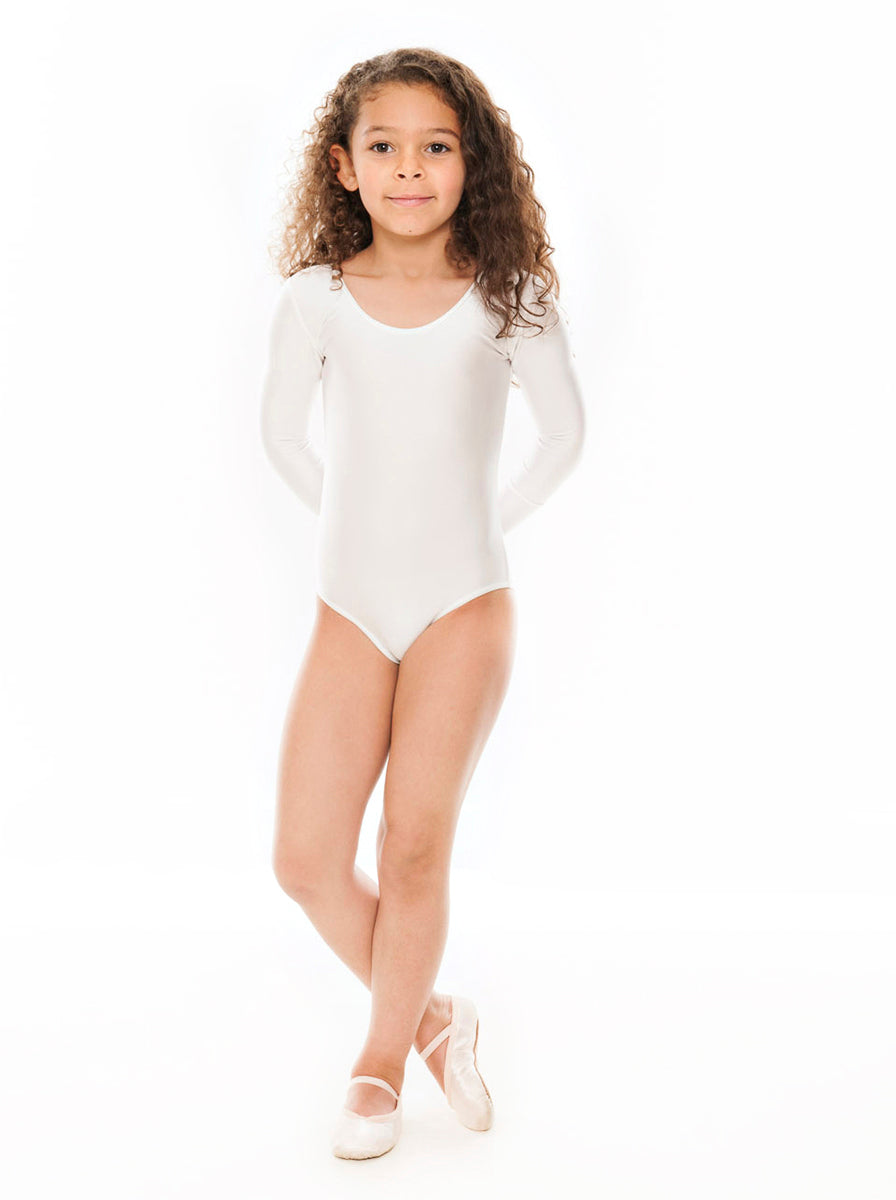 KDC009 Girls All Colours Nylon Lycra Long Sleeve Ruched Dance Gymnastics Leotard