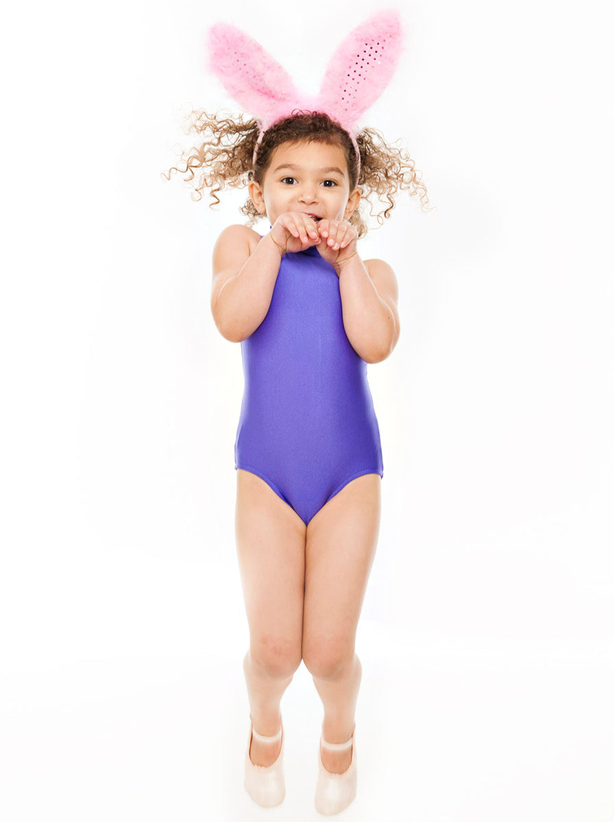 KDGN016 Girls All Colours Nylon Lycra HIGH NECK Sleeveless Plain Dance Gymnastics Leotard