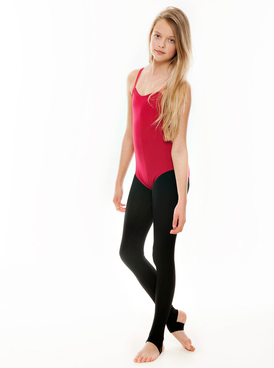 KDTC01 All Sizes Black Cotton Dance Tights Leggings With Stirrups