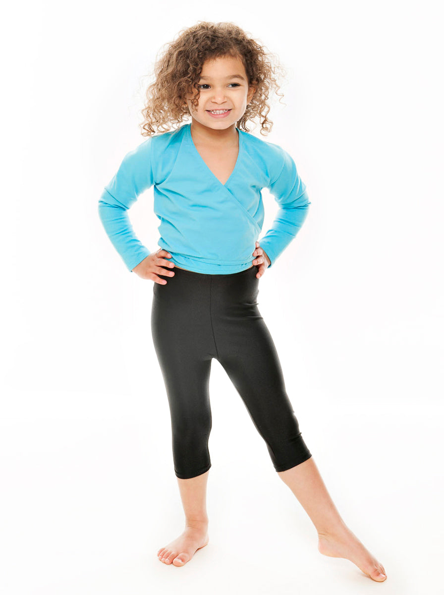 KDT003 All Sizes Black Lycra Dance Fitness Work Out Capris 3/4 Tights