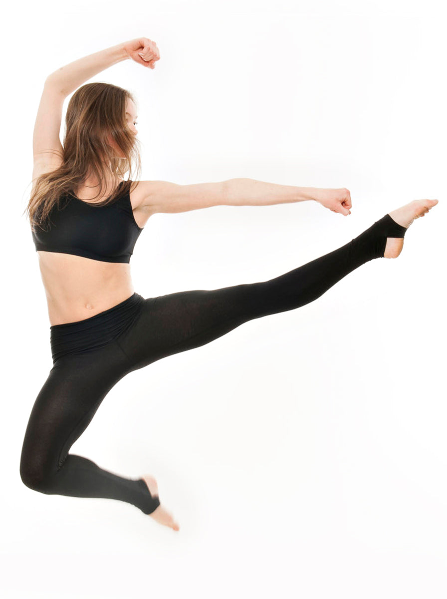 KDTC01 All Sizes Black Cotton Dance Tights Leggings With Stirrups