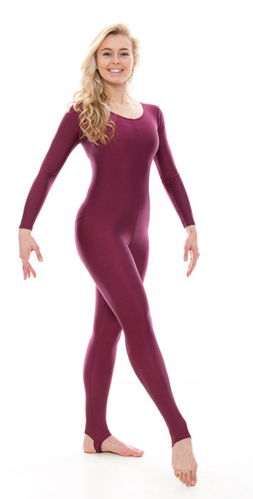 KDC012 Women's All Colours Lycra Long Sleeve Stirrup Dance Catsuit