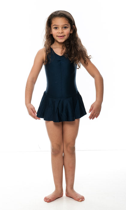 KDR005 Women's All Colours Nylon Lycra Sleeveless Ruched Leotard & Attached Skirt
