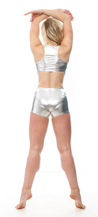KCTM-5 Women's Shiny METALLIC Racer Back Dance Gym Crop Top