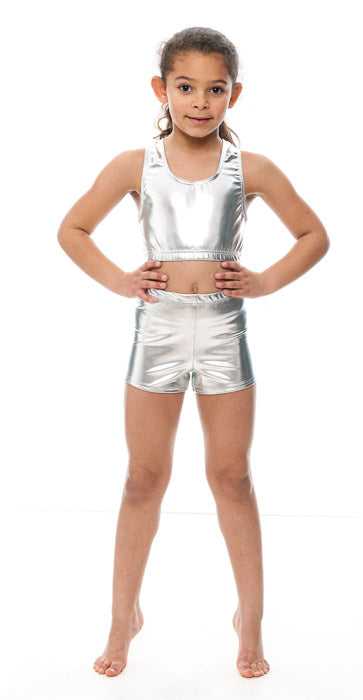 KHPM-5 Girls All Colours of Shiny METALLIC Dance Gymnastics Running Shorts Hot Pants