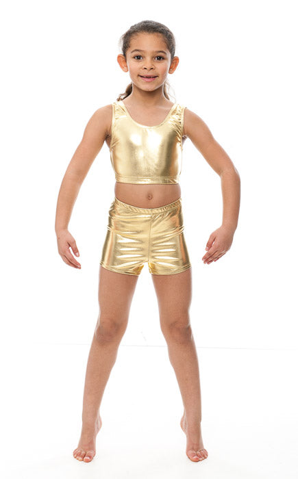 KHPM-5 Girls All Colours of Shiny METALLIC Dance Gymnastics Running Shorts Hot Pants