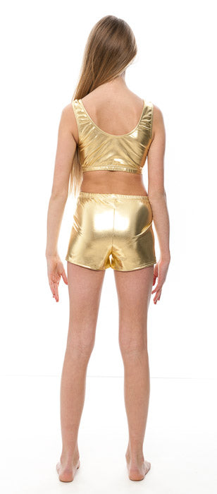 KHPM-5 Girls All Colours of Shiny METALLIC Dance Gymnastics Running Shorts Hot Pants