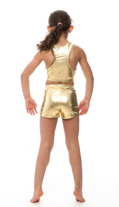 KHPM-5 Girls All Colours of Shiny METALLIC Dance Gymnastics Running Shorts Hot Pants