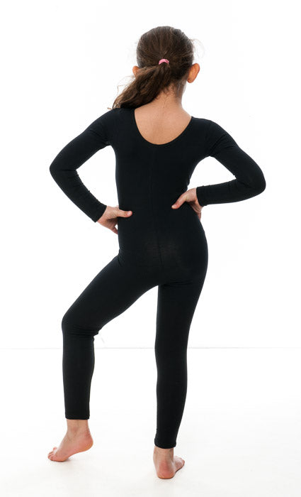 KDC057 Girls All Colours Cotton Long Sleeve Footless Catsuit Unitard
