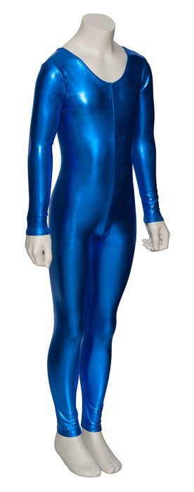 KDC012 Girls Shiny METALLIC All Colours Long Sleeve Stirrup Catsuit Unitard