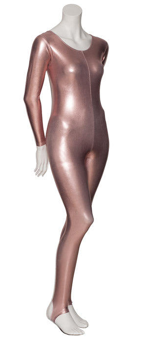 KDC012 Women's Shiny METALLIC All Colours Long Sleeve Stirrup Catsuit Unitard