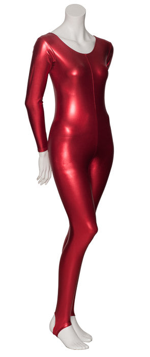 KDC012 Women's Shiny METALLIC All Colours Long Sleeve Stirrup Catsuit Unitard