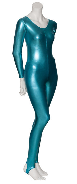 KDC012 Women's Shiny METALLIC All Colours Long Sleeve Stirrup Catsuit Unitard
