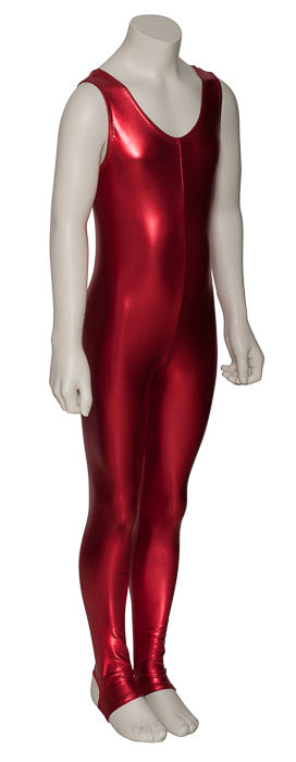 KDC012 Girls Shiny METALLIC All Colours Long Sleeve Stirrup Catsuit Unitard