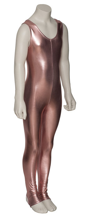 KDC012 Girls Shiny METALLIC All Colours Long Sleeve Stirrup Catsuit Unitard