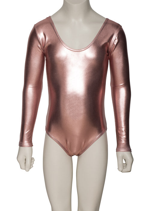 KDC029 Girls Shiny METALLIC All Colours Long Sleeve Leotard