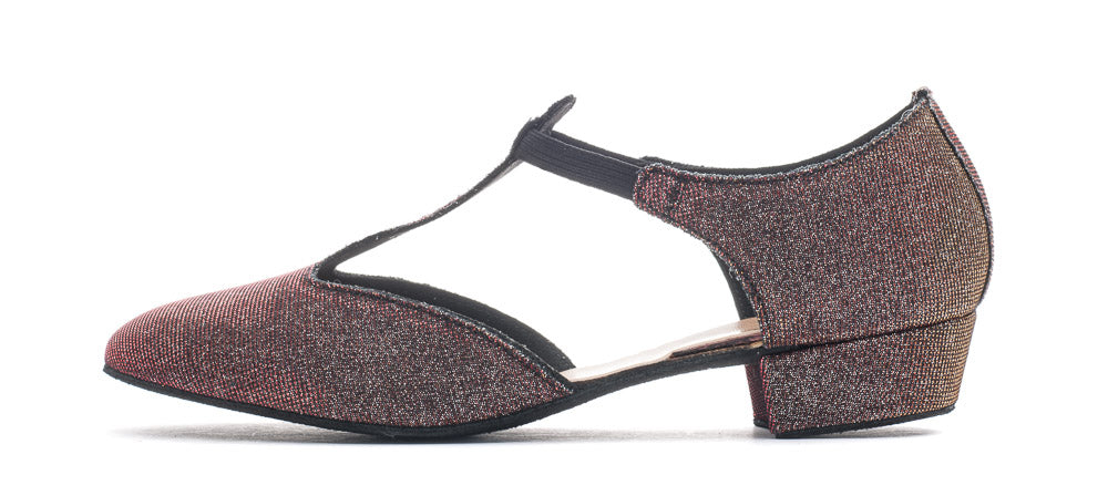 Red/Gold Glitter Greek Dance Sandals Teaching Shoes Low Heel