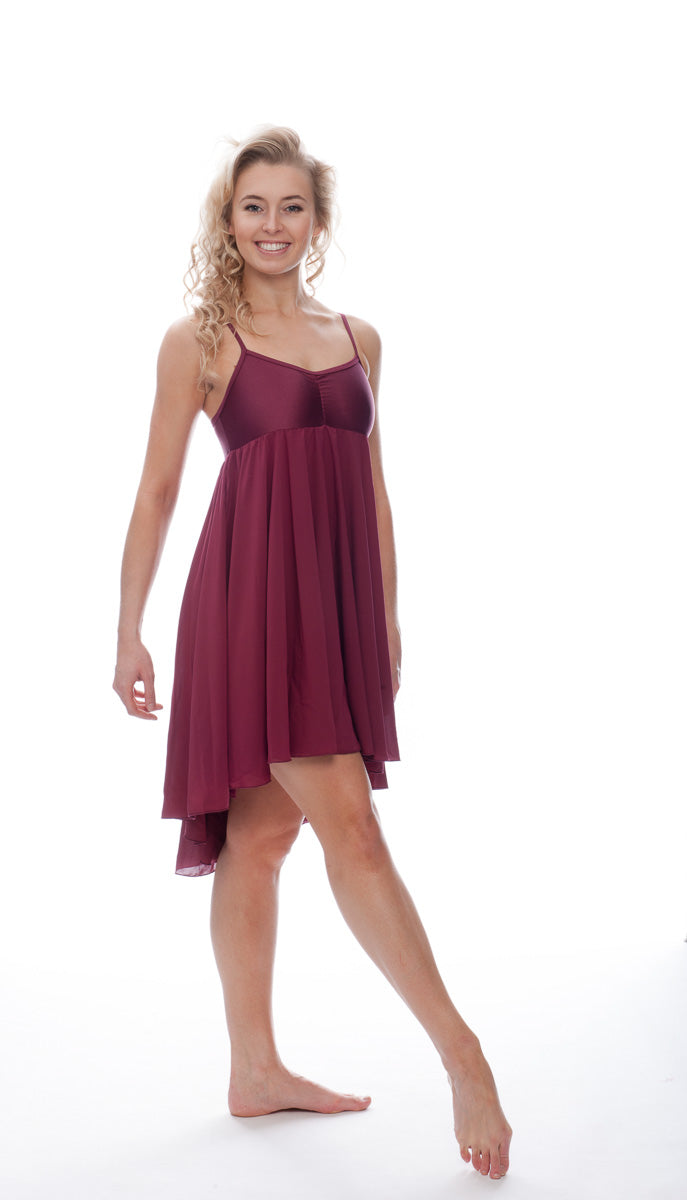 Burgundy All Sizes Plain Lyrical Dress Contemporary Ballet Dance Costume