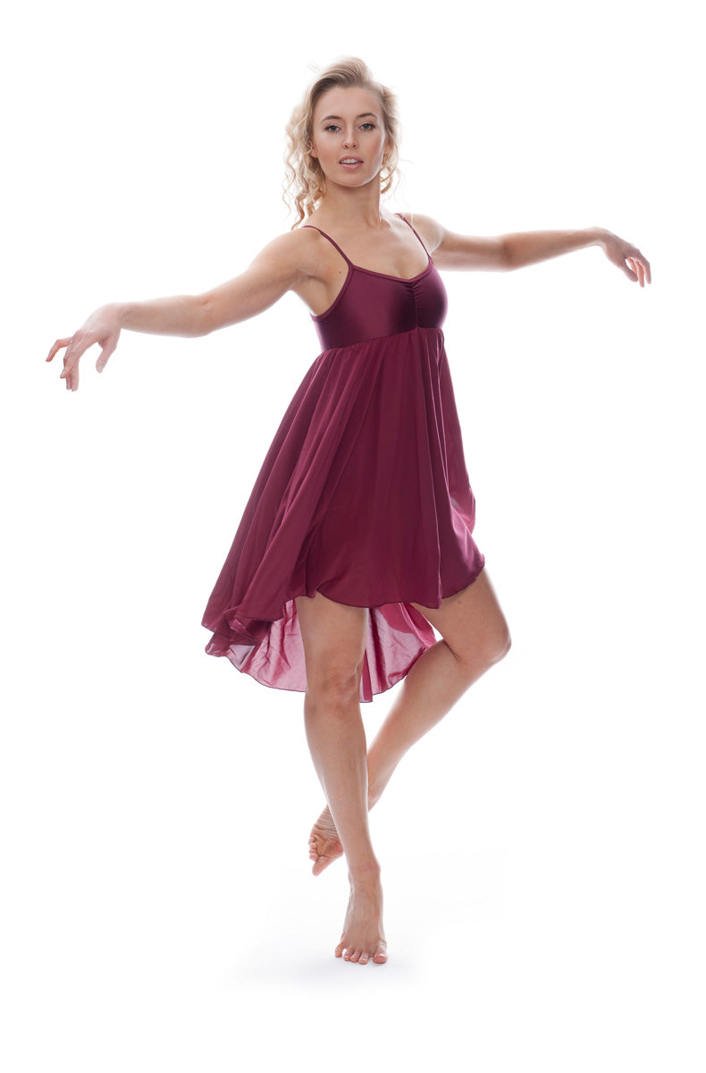 Burgundy All Sizes Plain Lyrical Dress Contemporary Ballet Dance Costume