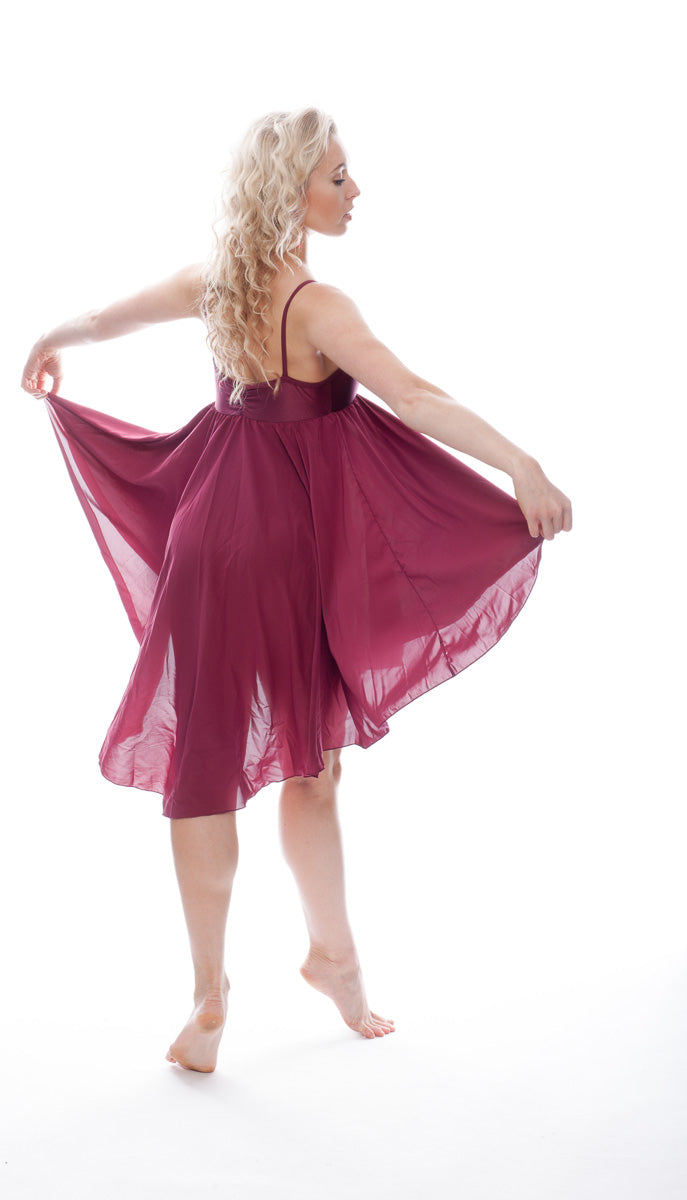 Burgundy All Sizes Plain Lyrical Dress Contemporary Ballet Dance Costume
