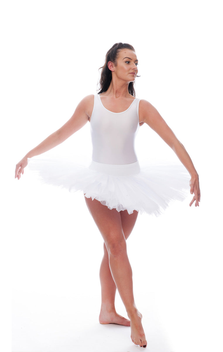 Girls Women's White Premium Professional Dance Ballet Practise Pancake Plateau Tutu Skirt