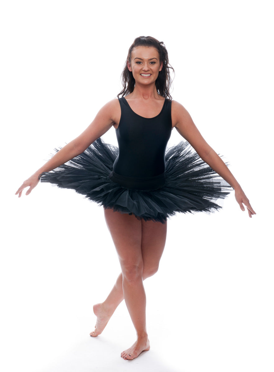 Girls Women's Black Premium Professional Dance Ballet Practise Pancake Plateau Tutu Skirt