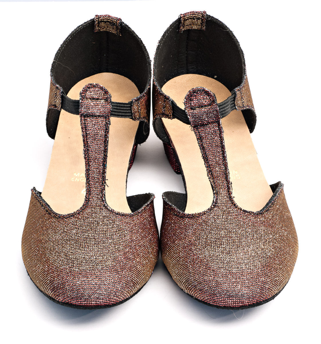 Red/Gold Glitter Greek Dance Sandals Teaching Shoes Low Heel