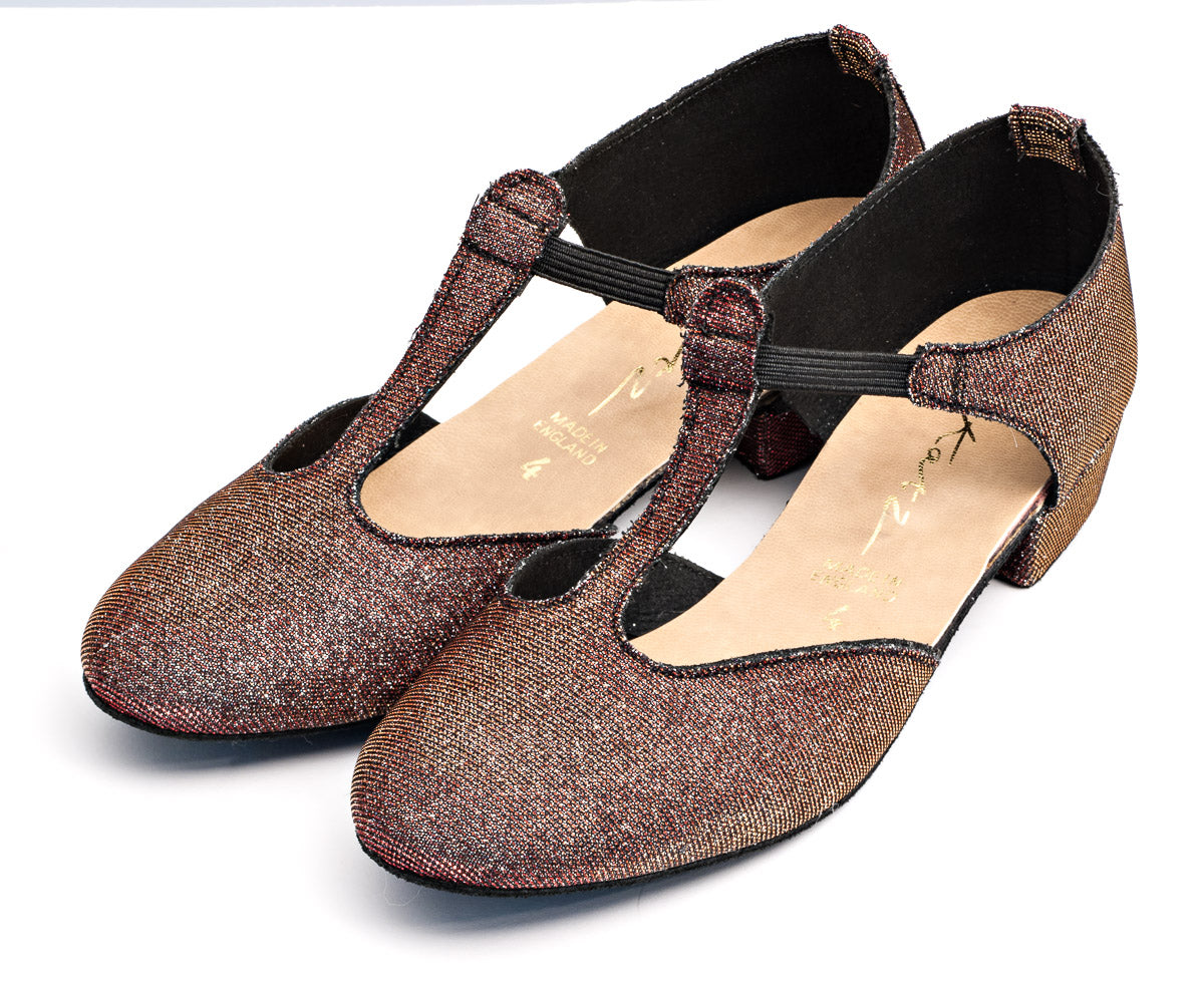 Red/Gold Glitter Greek Dance Sandals Teaching Shoes Low Heel