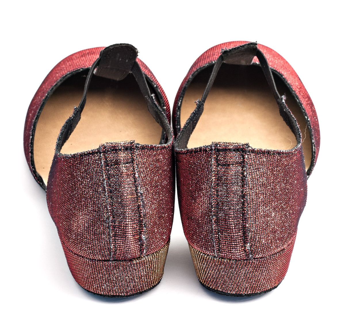 Red/Gold Glitter Greek Dance Sandals Teaching Shoes Low Heel