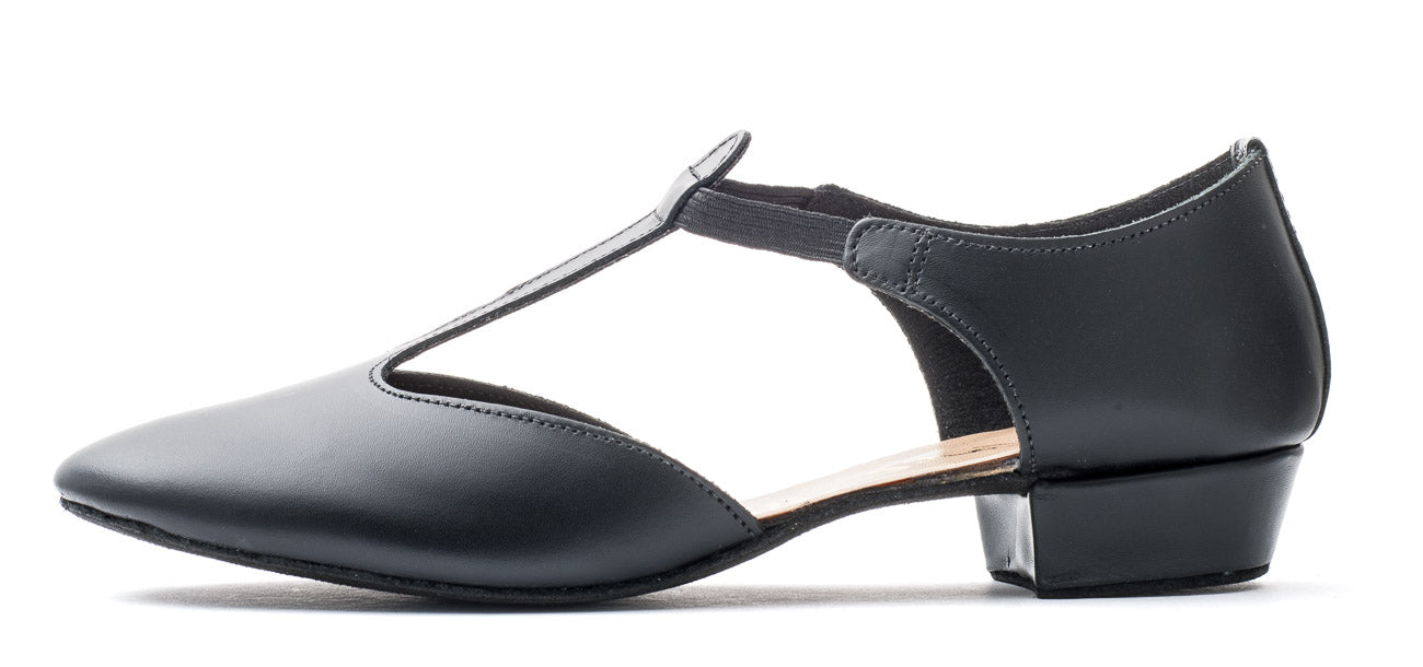 Black PU Greek Dance Sandals Teaching Shoes Low Heel