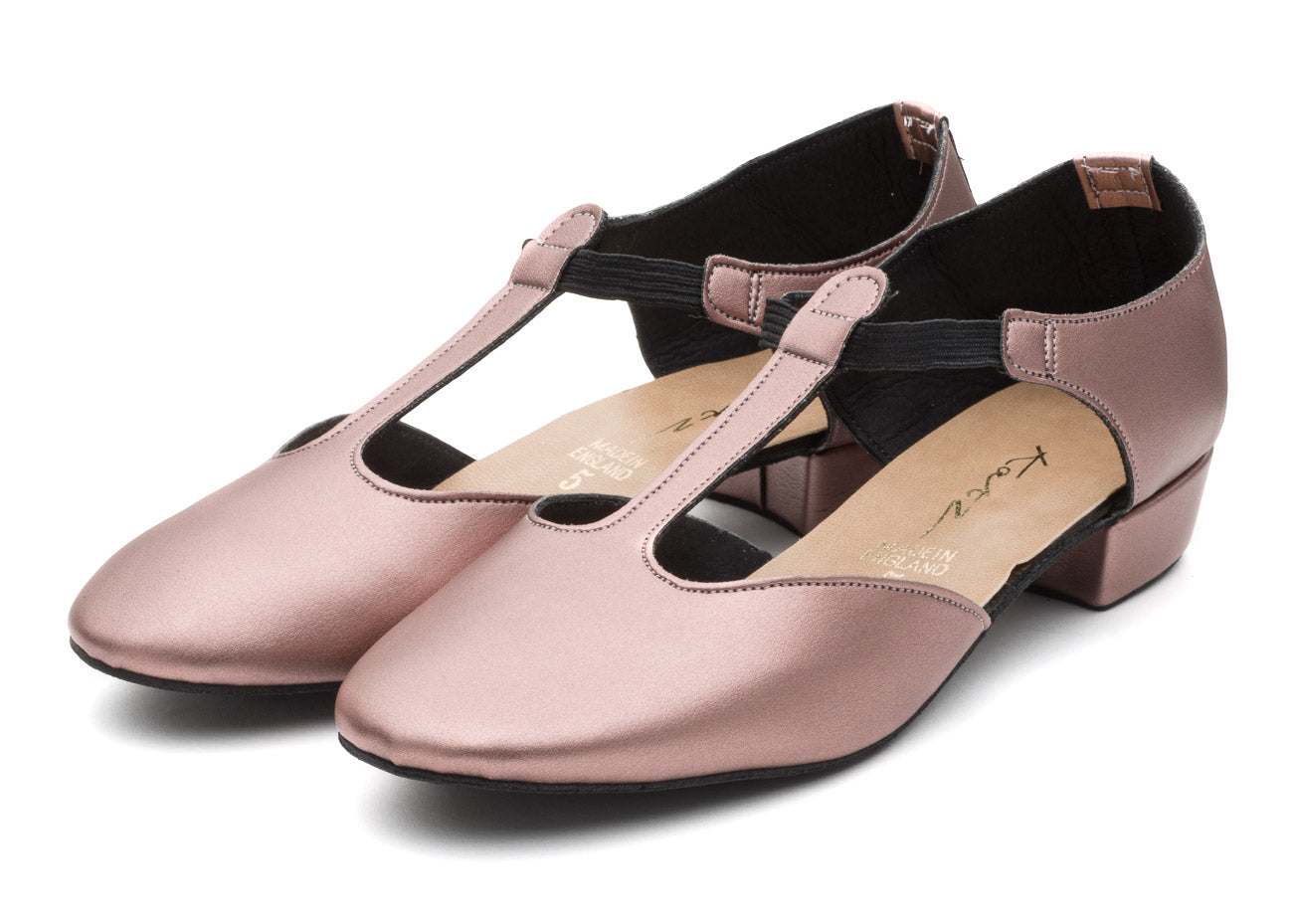 Dusky Pink Metallic PU Greek Dance Sandals Teaching Shoes Low Heel