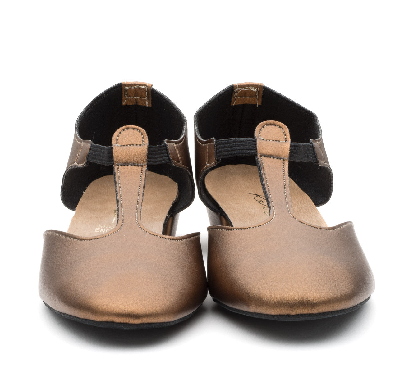 Bronze Metallic PU Greek Dance Sandals Teaching Shoes Low Heel