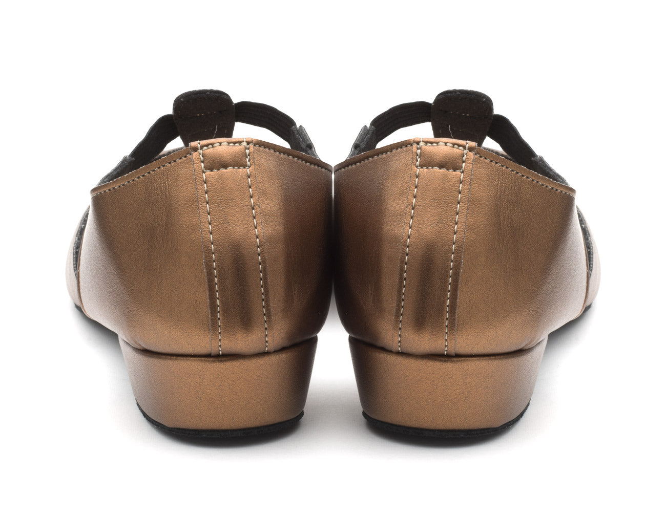 Bronze Metallic PU Greek Dance Sandals Teaching Shoes Low Heel