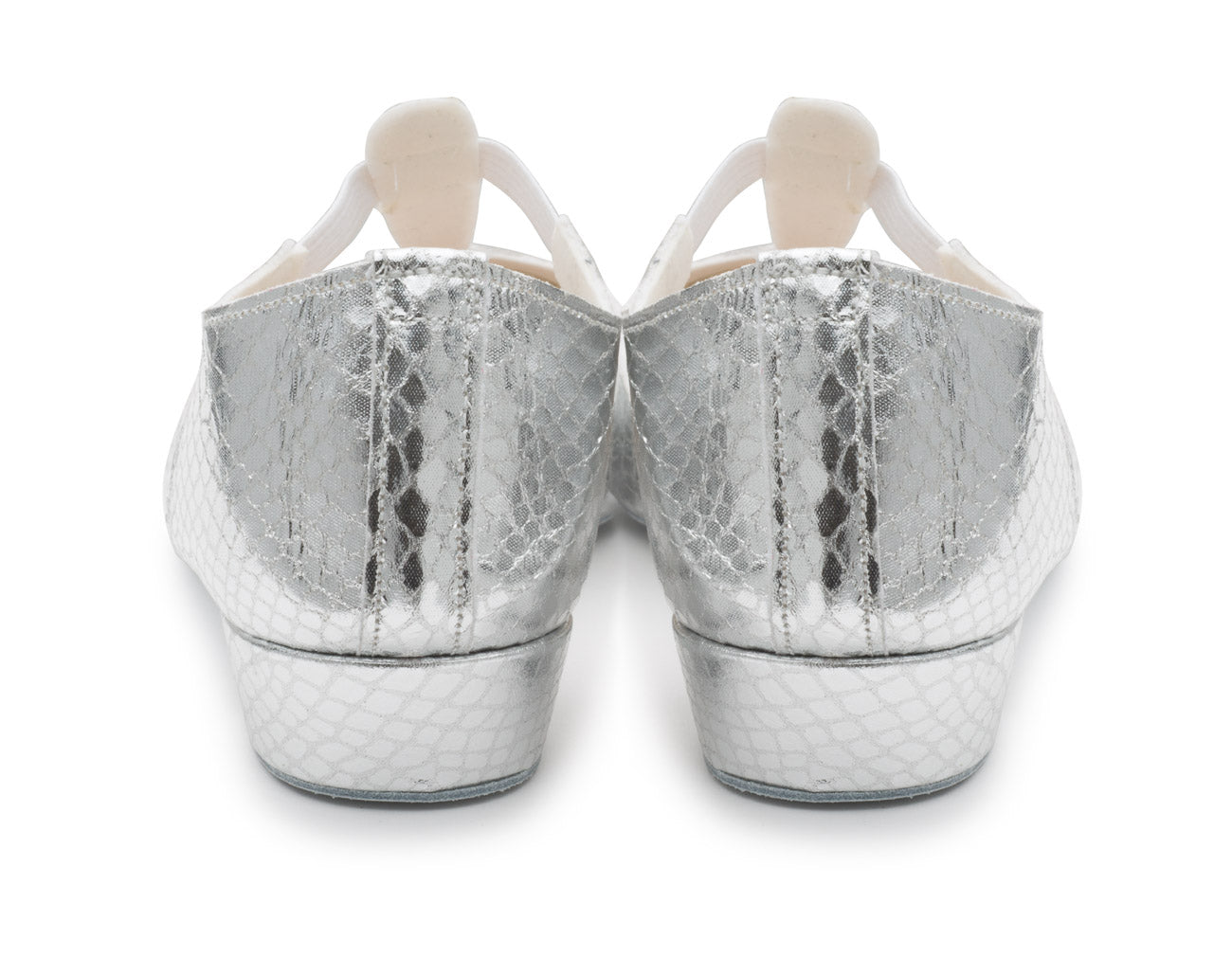 Silver Snake PU Greek Dance Sandals Teaching Shoes Low Heel
