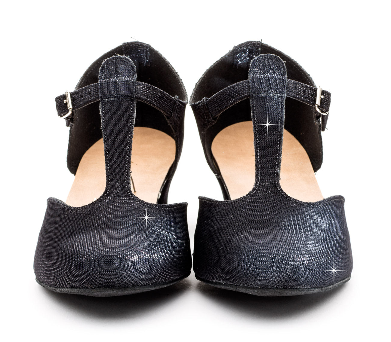 Black Glitter Greek Dance Sandals Teaching Shoes Cuban Heel