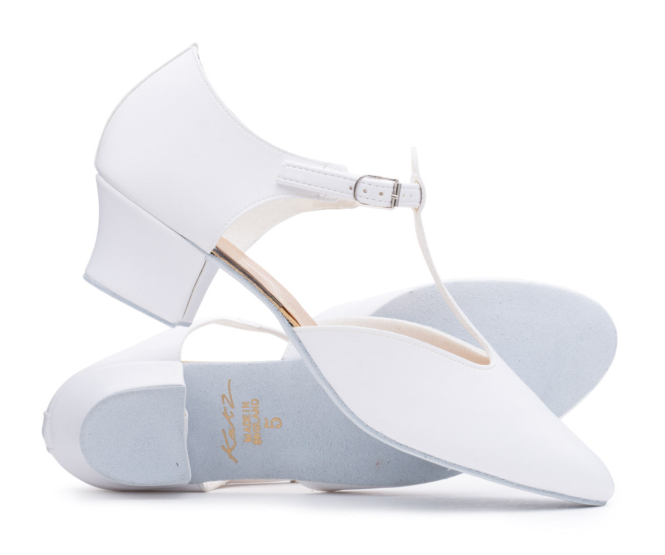 White PU Greek Dance Sandals Teaching Shoes Cuban Heel